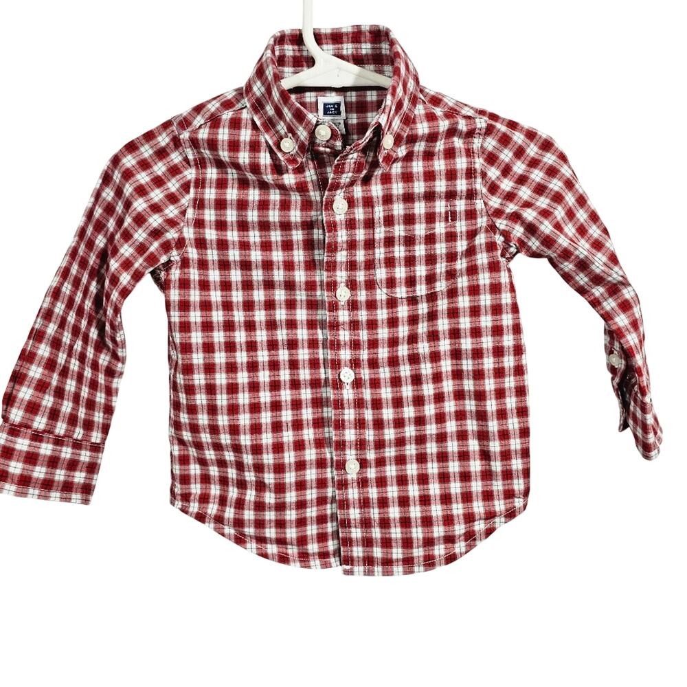 Janie and Jack Baby Boy's Holiday Plaid Button Down Shirt 12-18 months